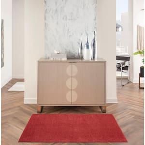 Essentials 3 ft. x 5 ft. Brick Red Solid Contemporary Indoor/Outdoor Patio Kitchen Area Rug