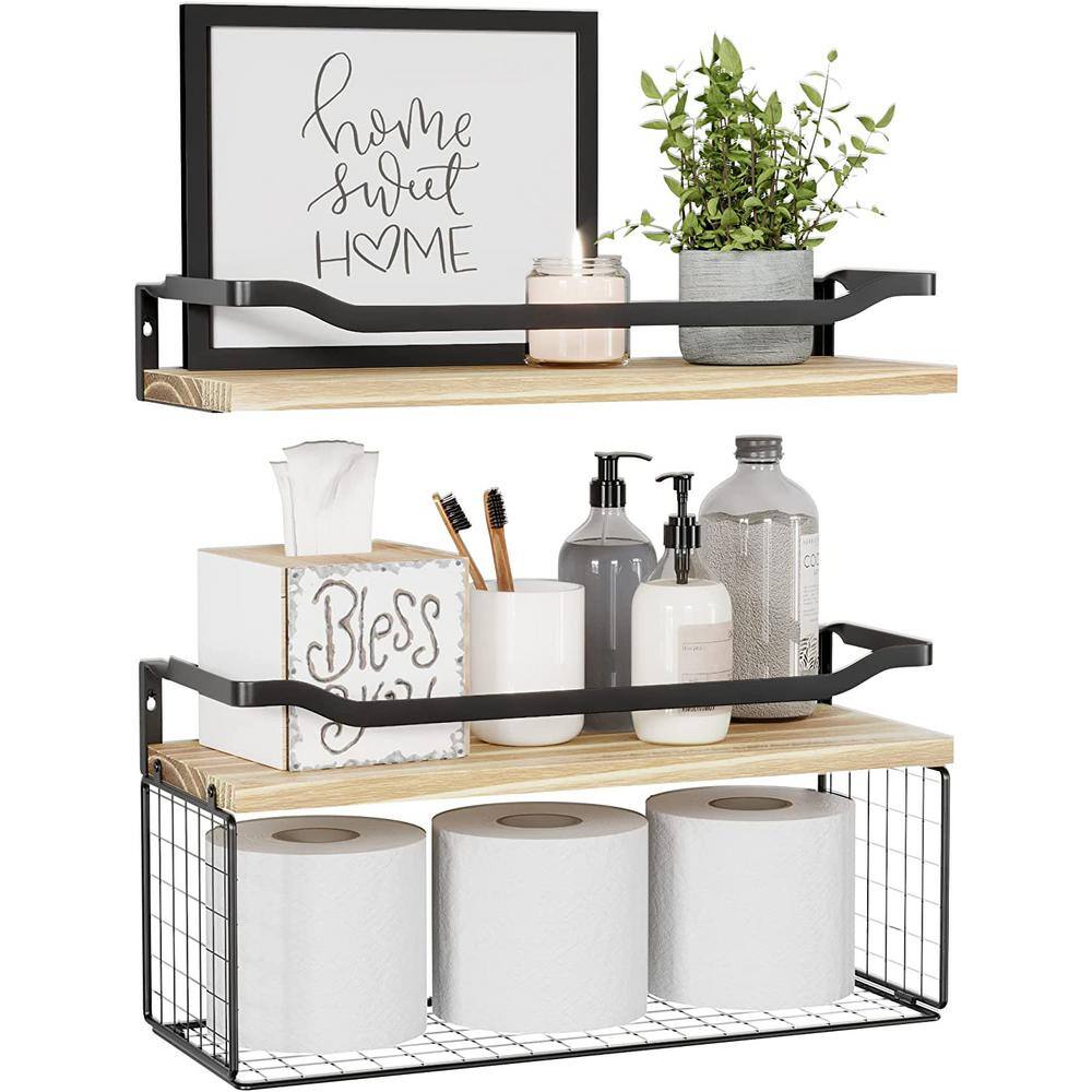 15.7 in. W x 6 in. D Light Brown Wood Decorative Wall Shelf, Floating Shelv