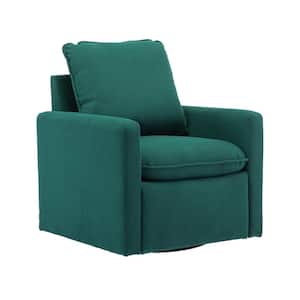 Modern Comfy Green Velvet Upholstered Swivel Accent Barrel Chair