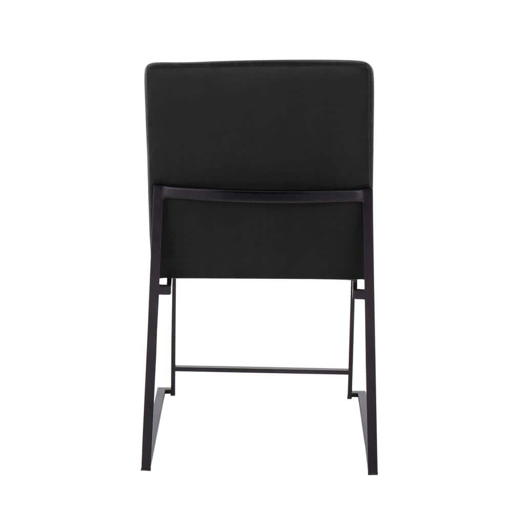 Elegant High Back Fuji Dining Chairs in Black Velvet and Steel