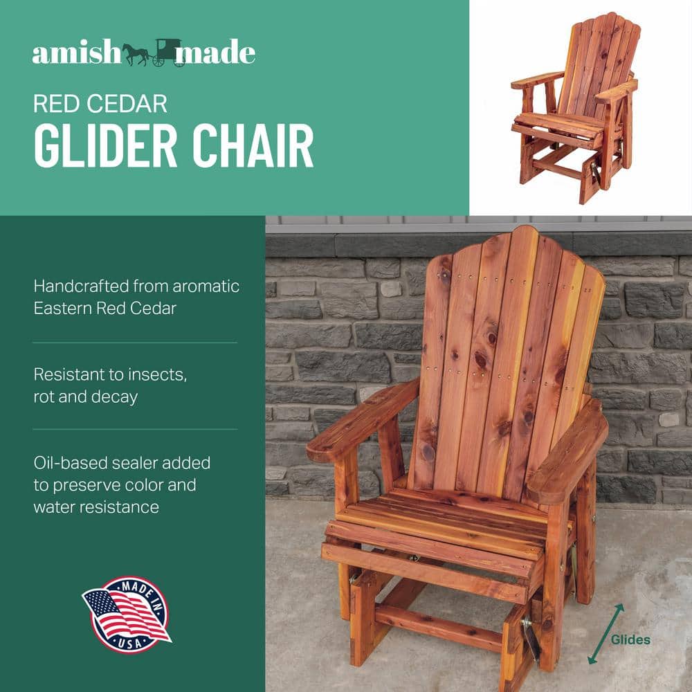 Natural Cedar Wood Adirondack Glider Chair with Arms