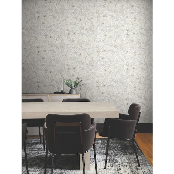 Orchid Conservatory Toile Beige and Taupe Wallpaper Roll
