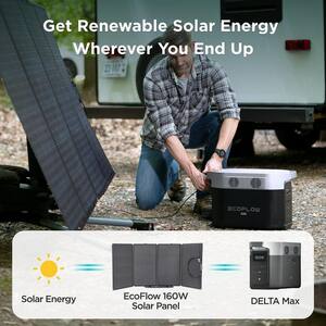 4000-Watt Output Peak DELTA Max 1600 push button start Solar Generator with 2-Pieces 160W Solar Panel for outdoors