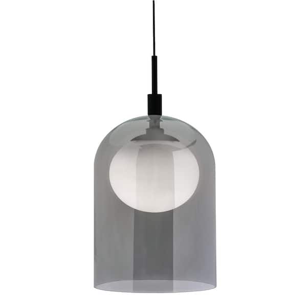AFX Kiran 15-Watt 1-Light Black Shaded Integrated LED Pendant Light with Smoked Glass Shade