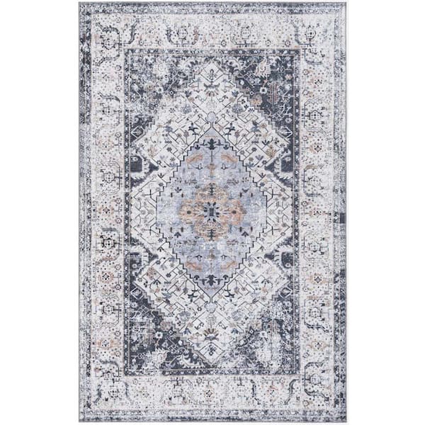 Unique Loom Yara Yash Linen Charcoal 5 ft. x 8 ft. Area Rug