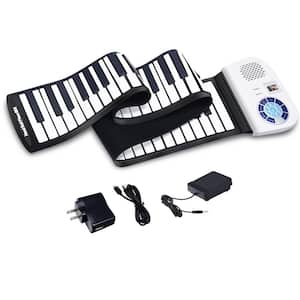 88 Key Electronic Roll Up Piano Keyboard Silicone Rechargeable with Pedal White