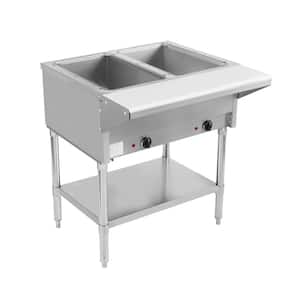 2 Well Electric Steam Table, 120-Volt, 66 qt. in Stainless Steel