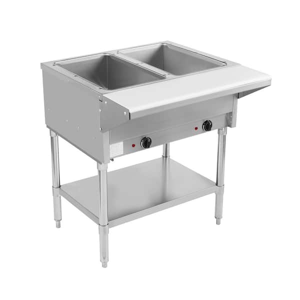 2 Well Electric Steam Table, 120-Volt, 66 qt. in Stainless Steel