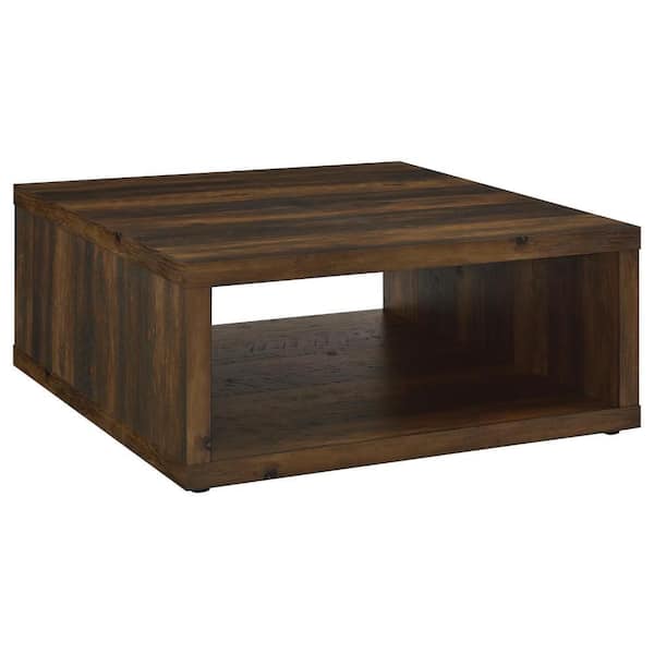 Benjara Rizz 35.5 in. Brown Square Wood Coffee Table with Includes Storage Space