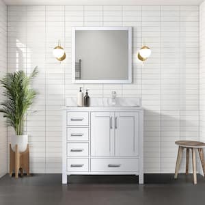 Jacques 36 in. W x 22 in. D Right Offset White Bath Vanity and Carrara Marble Top