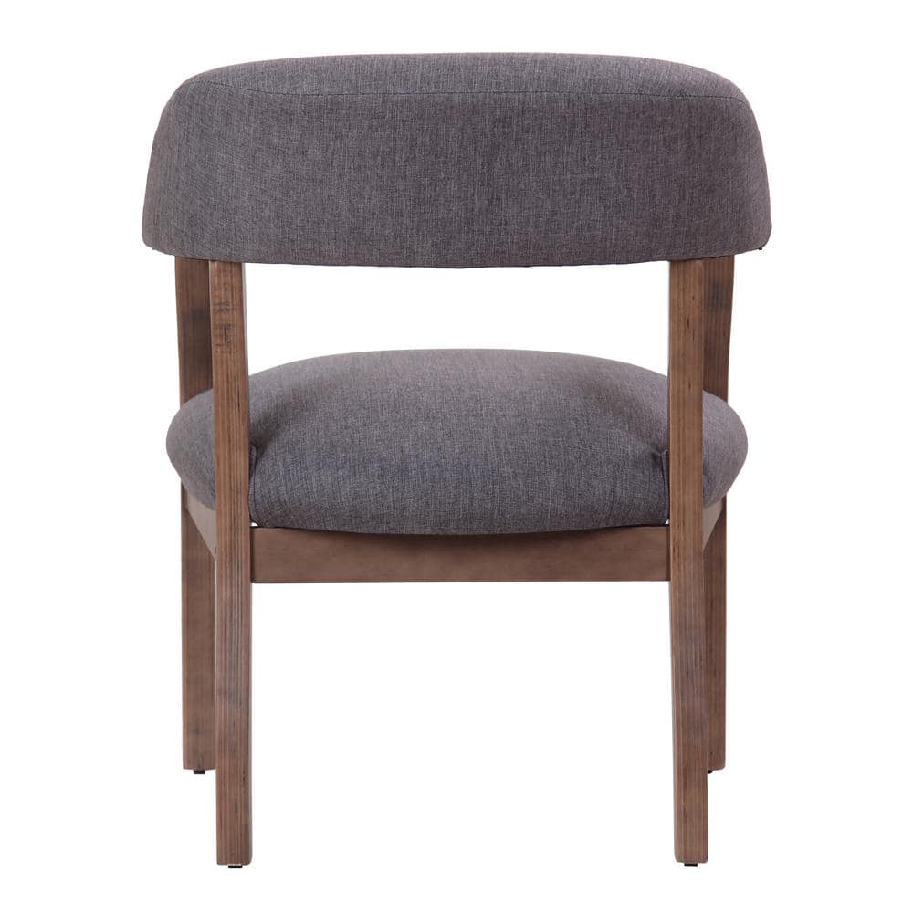 Slate Gray Linen Upholstered Arm Chair with Medium Wood Frame