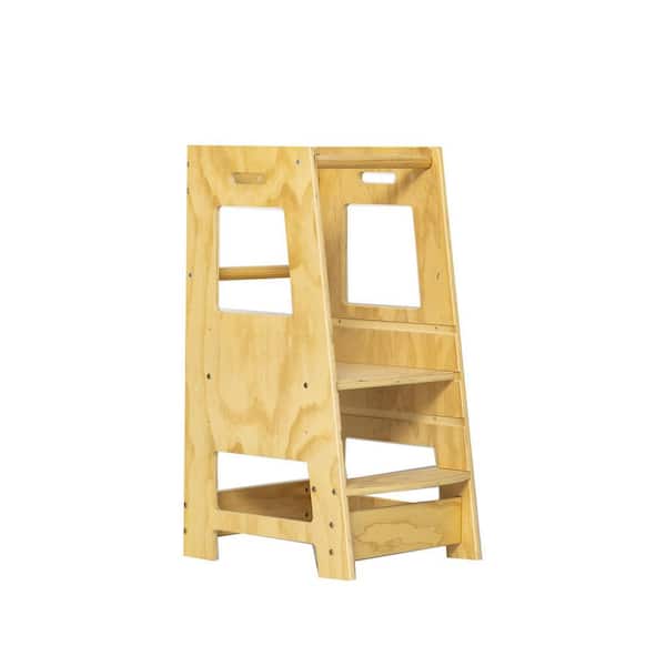 Avex Natural 2-Step 1.5 ft. Reach Height MDF Kids Standing Tower Step Stool with 350 lb. Load Capacity