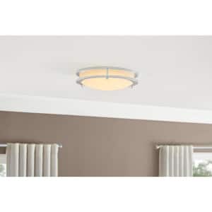 Flaxmere 12 in. Chrome Dimmable Integrated LED Flush Mount Ceiling Light with Frosted White Glass Shade