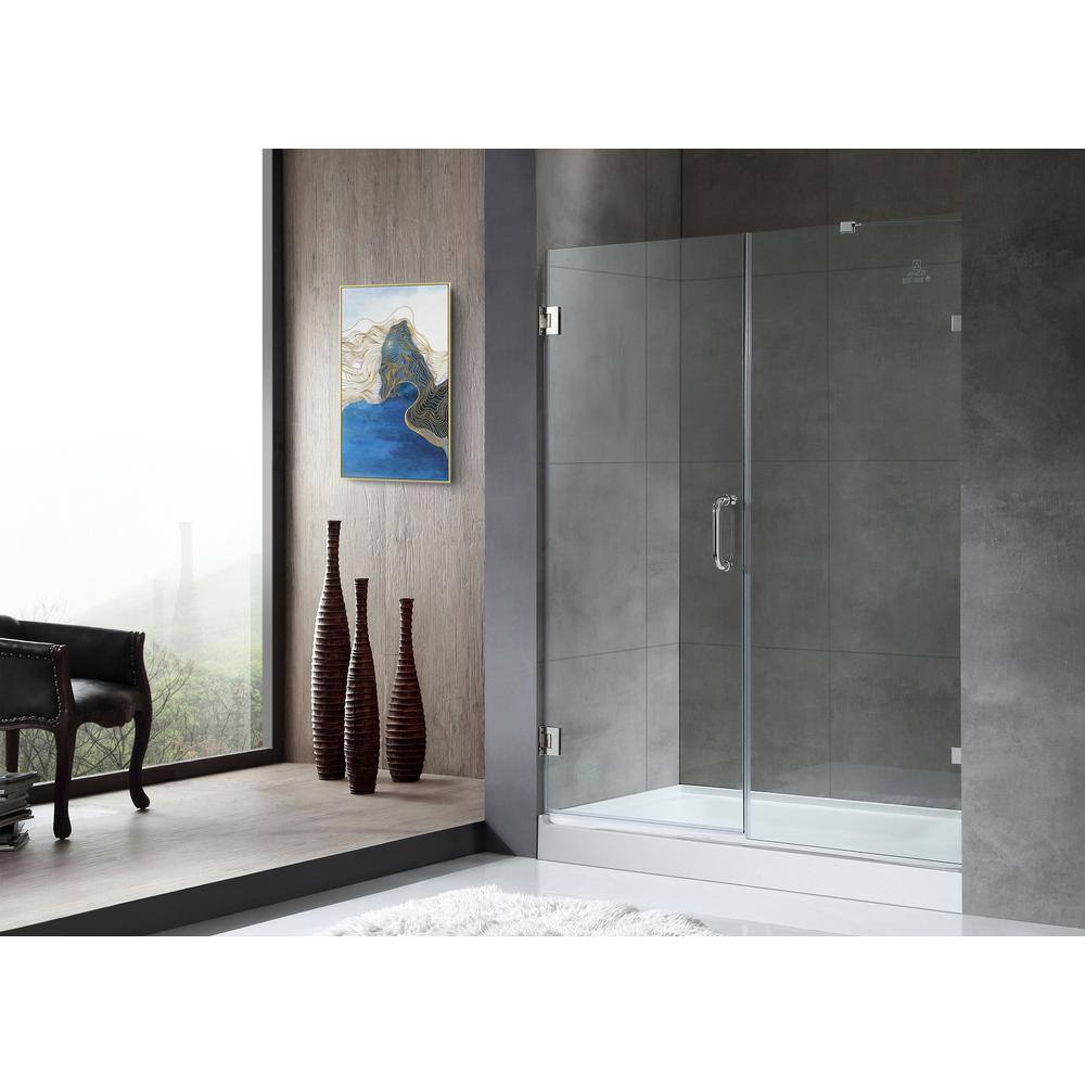 Makata 60" x 72" Frameless Hinged Shower Door in Polished Chrome