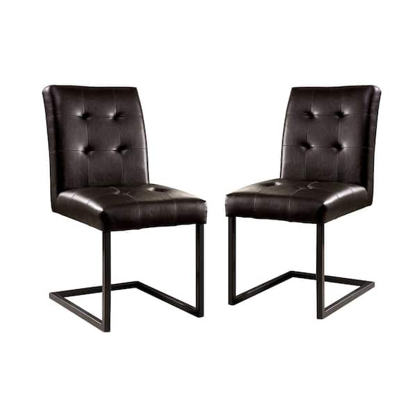 Furniture of America Kylo Dark Oak and Gun Metal Side Chairs (Set of 2)