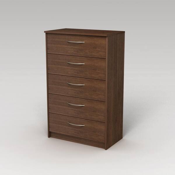 Unbranded Finch 5-Drawer Walnut Chest of Drawers