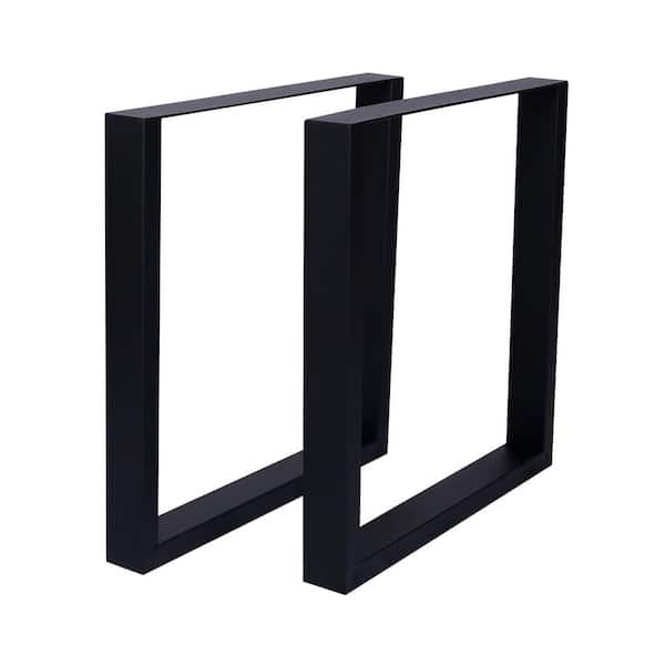Black 35.4 in. x 28.5 in. x 3.1 in. Steel Heavy Duty Table Legs Frame, Weight Capacity 2200 lbs. (Set of 2)