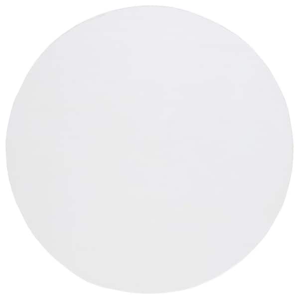 Faux Rabbit Fur Ivory 4 ft. x 4 ft. Machine Washable Solid Flokati Round Area Rug