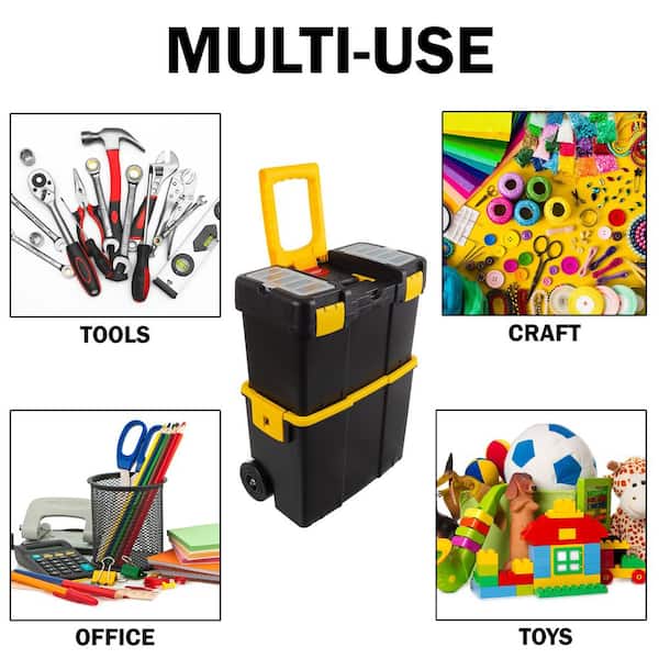17.87 in. Stackable Mobile Tool Box with Wheels 17.87 in. Stackable Mobile Tool Box with Wheels