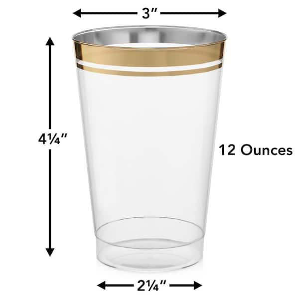 PERFECT SETTINGS 12 oz. 2-Line Gold Rim Clear Disposable Plastic