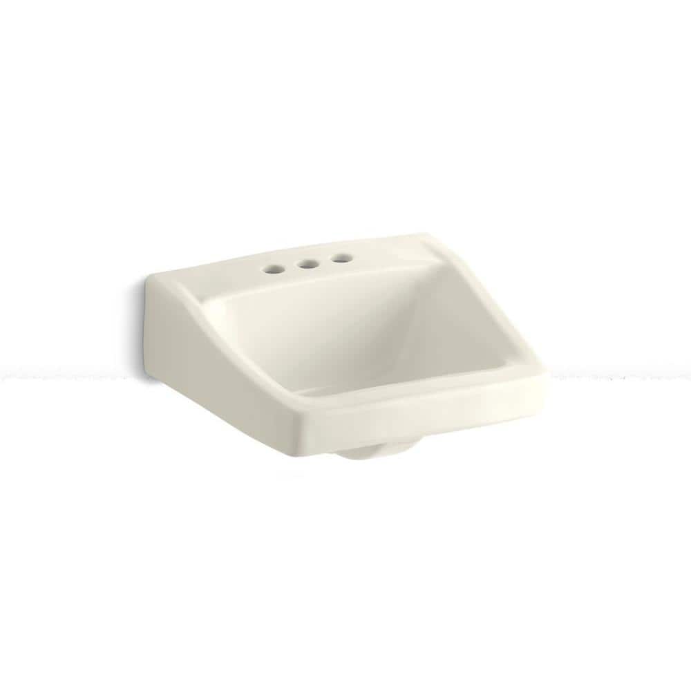 Chesapeake Wall-Mount Vitreous China Bathroom Sink in Biscuit with Overflow