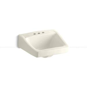 Chesapeake Wall-Mount Vitreous China Bathroom Sink in Biscuit with Overflow Drain
