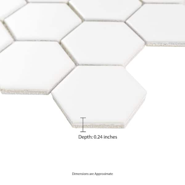 mamaAQ白301 Merola Tile Apini Hex Matte White 9-1/8 in. x 10-1/2 in