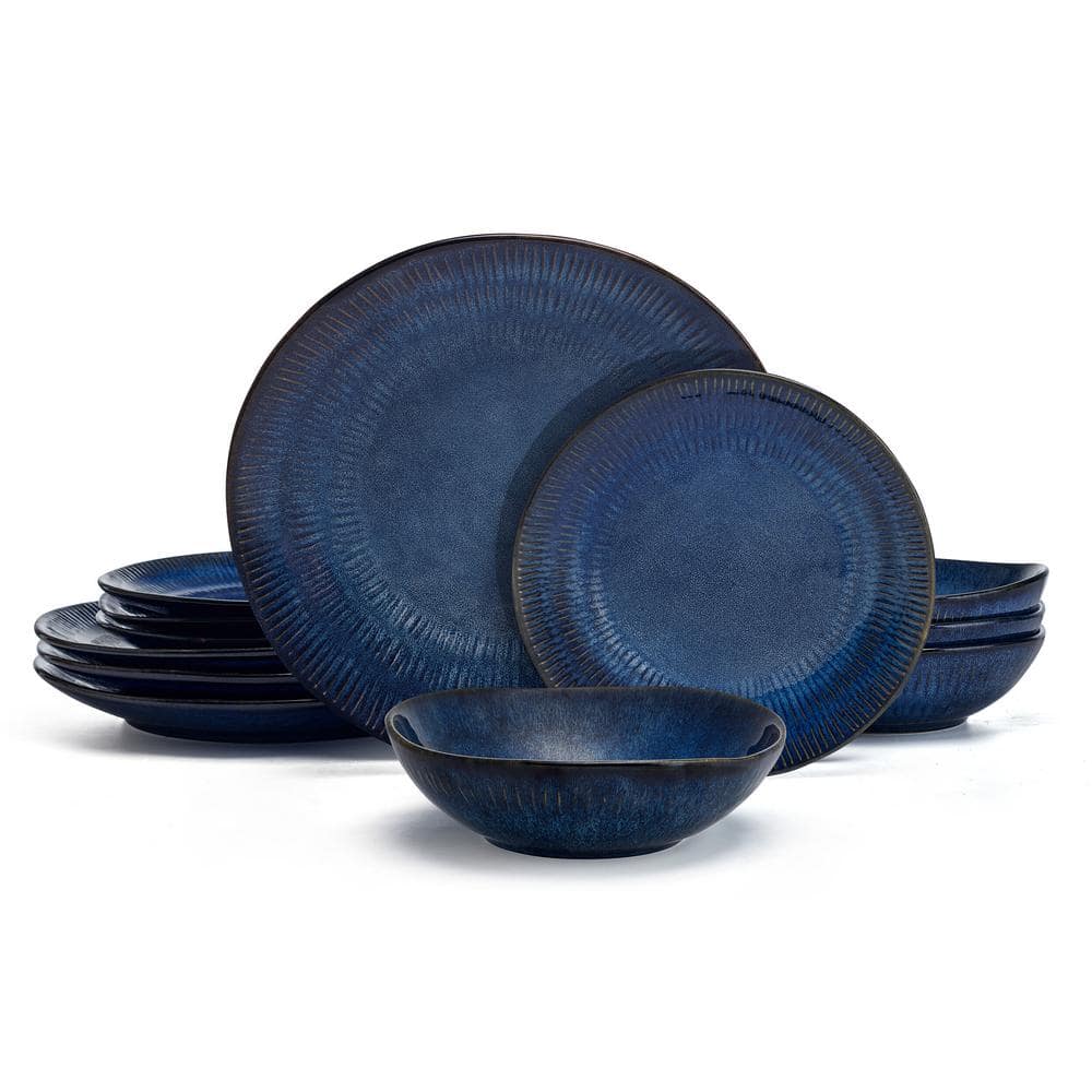 Pfaltzgraff Racheal 12-Pieces Stoneware Dinnerware Set, Blue
