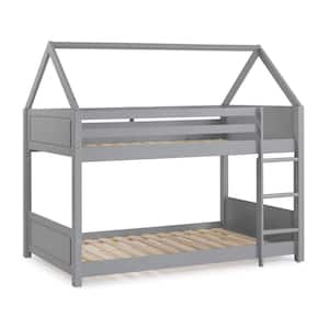 Andre Grey House Style Twin Bunk Bed with Pine Construction
