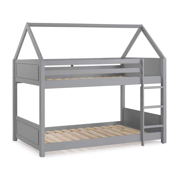 Powell Company Andre Grey House Style Twin Bunk Bed with Pine Construction