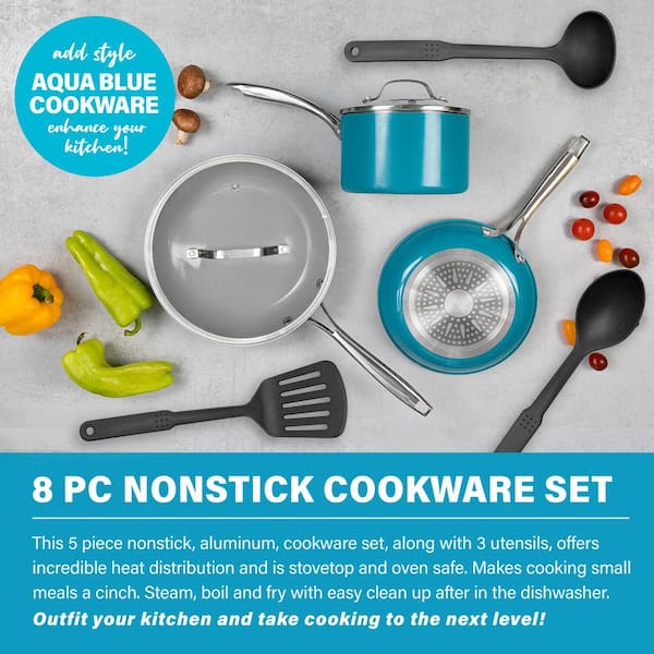 Gotham Steel 8 Piece Nonstick Ceramic Cookware Set, Stay Cool