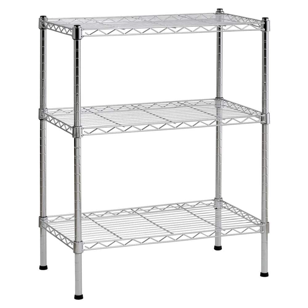 Chrome 3-Tier Steel Wire Shelving Unit for Kitchen and Garage