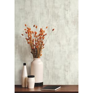 White and Neutral Concrete Patina Paper Unpasted Matte Wallpaper (27 in. x 27 ft.)