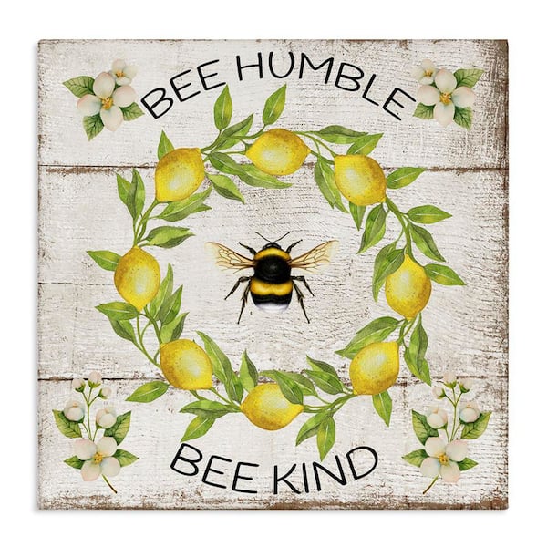 Stupell Industries Bee Humble and Kind Rustic by Creatif Belle Unframed Animal Graphic Art Print 24 in. x 24 in.