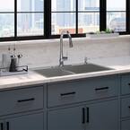 Vault Drop In/Undermount Stainless Steel 33 in. 1-Hole Double Bowl Kitchen Sink with Simplice Faucet