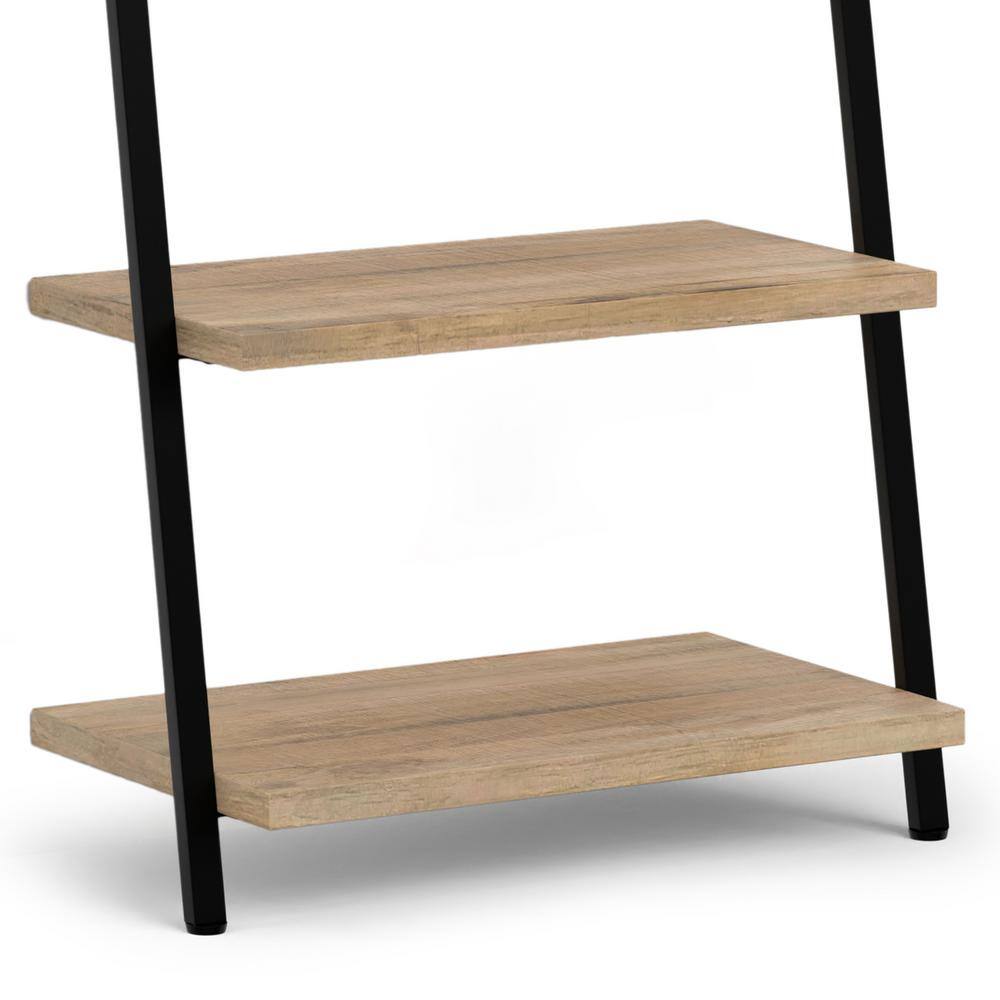 Trent Natural Mango Wood and Black Metal Ladder Shelf