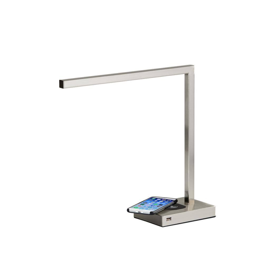 Adesso Aidan 16 In Brushed Steel Led Desk Lamp With Qi Wireless Charging 4220 22 The Home Depot 7740