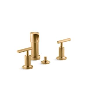 Purist 2-Handle Vertical Spray Bidet Faucet with Lever Handles in Vibrant Brushed Moderne Brass