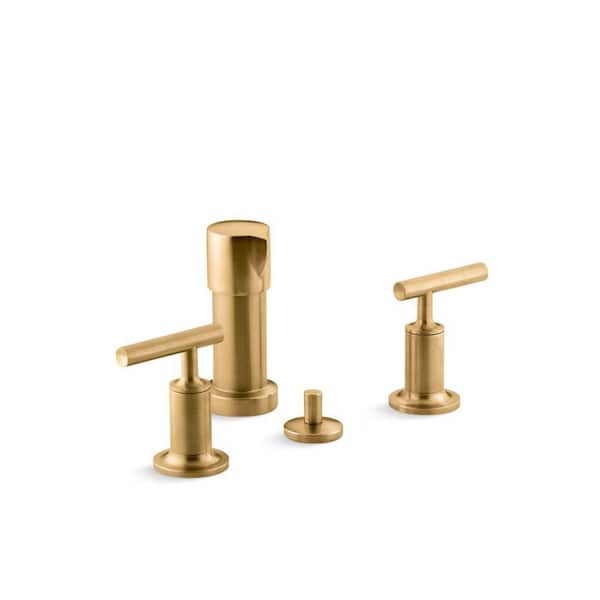 KOHLER Purist 2-Handle Vertical Spray Bidet Faucet with Lever Handles in Vibrant Brushed Moderne Brass