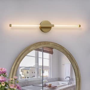 28.3 in. 1-Light Gold Integrated LED Dimmable Vanity Light Bar for Bathroom