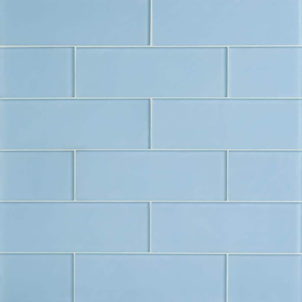 Ivy Hill Tile Contempo Blue Gray 4 in. x .31 in. Frosted Glass Tile ...