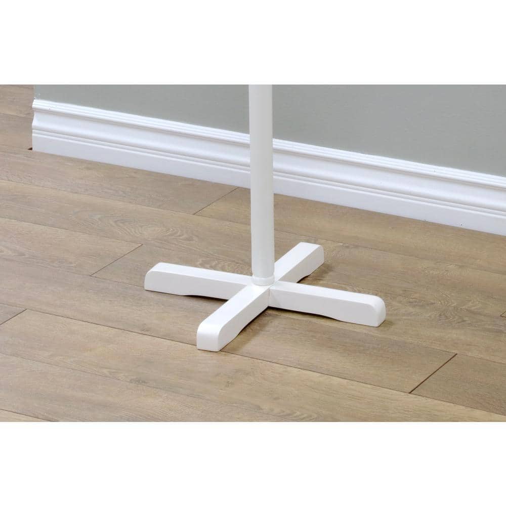 White Solid Wood 8-Hook Coat Rack with Hexagonal Screws