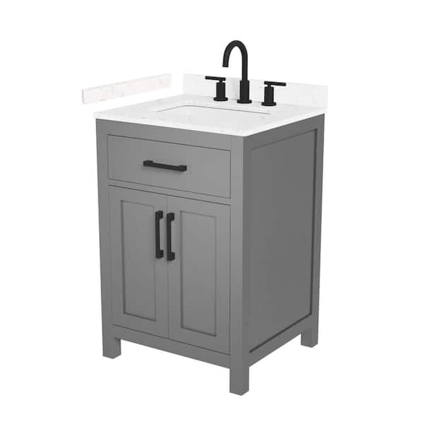 Beckett 24 in. Single Freestanding Dark Gray Bath Vanity with Carrara Cultured Marble Top