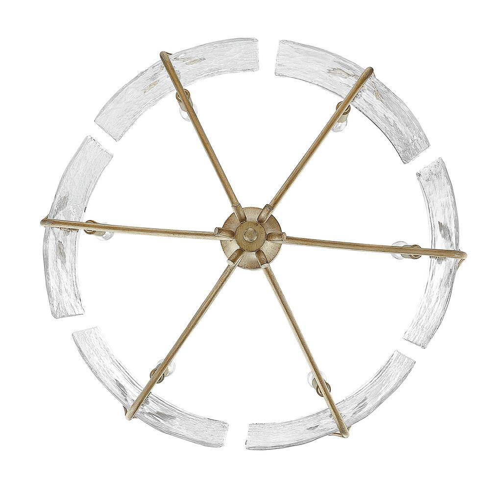 White Gold 6-Light Chandelier with Hammered Glass Shades