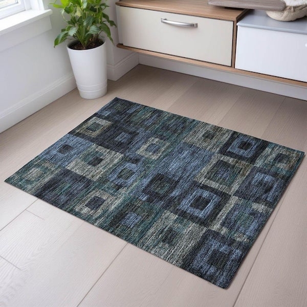 Mayfield Premium Machine Washable Abstract AMF1142 Blue 2 ft. x 3 ft. Area Rug