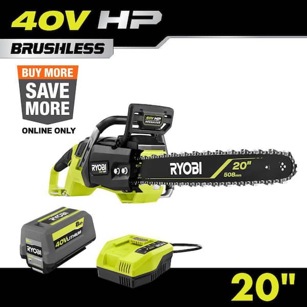 40V HP Brushless 20 in. Battery Chainsaw with 8.0 Ah Battery and Charger