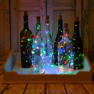 19 in. 10 Light LED Multi-Color Wine Cork with Battery Operated Submersible Mini String Lights (6-Pack)