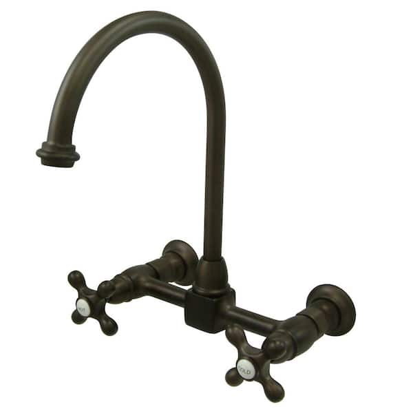 Restoration 2-Handle Wall-Mount Standard Kitchen Faucet in Oil Rubbed Bronze