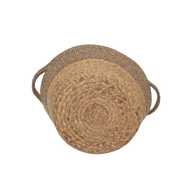 HOUSEHOLD ESSENTIALS Round Woven Wicker Basket with Handles ML