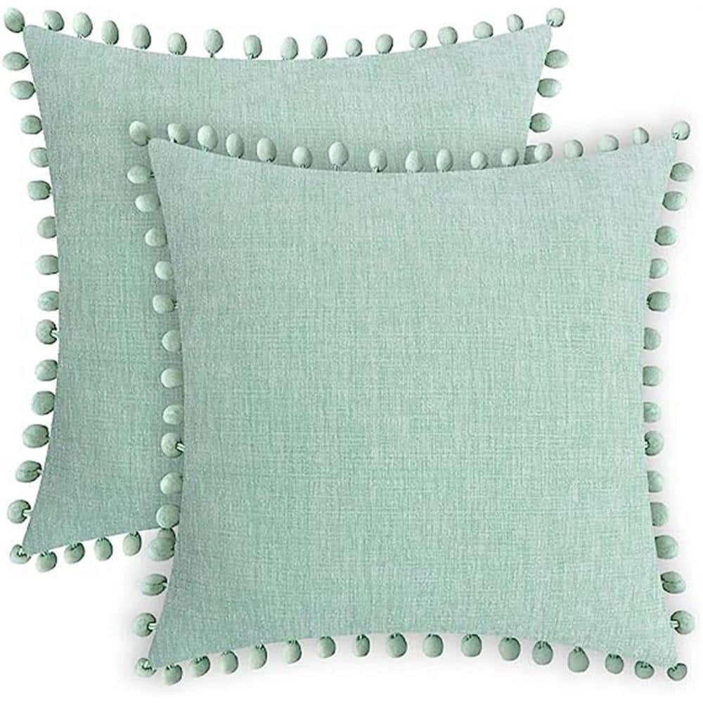 Outdoor Throw Pillow Cases Cozy Solid Dyed Soft Chenille Cushion Covers wit
